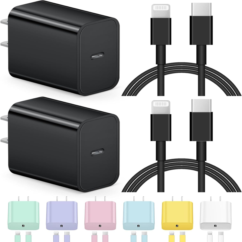 2 Pack Fast Charging USB C Charger Blocks with 6FT Cords