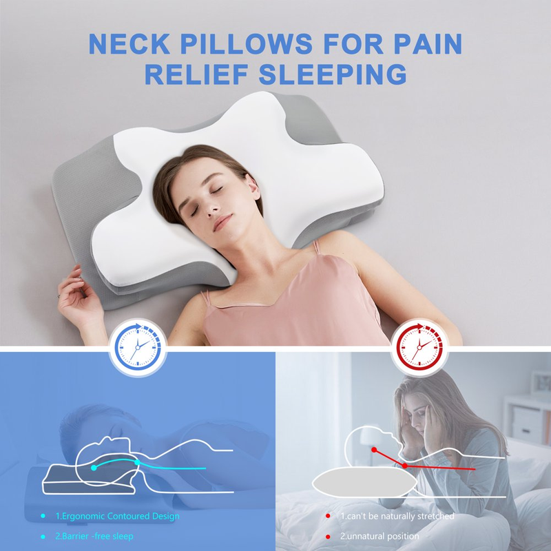Memory Foam Side Sleeper Pillow for Neck Pain with Breathable Pillowcase