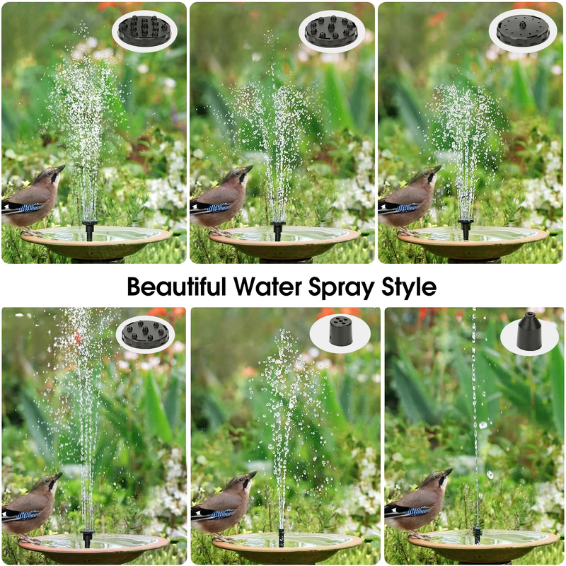 Floating Solar Powered Water Fountain Pump for Bird Bath, Garden, Pond or Pool