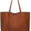 Women S Soft Faux Leather Tote Shoulder Bag from Dreubea, Big Capacity Tassel Handbag