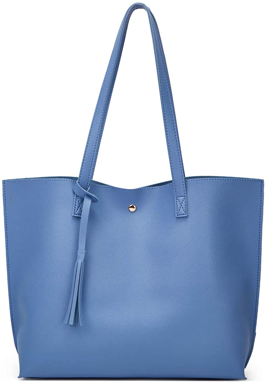 Women S Soft Faux Leather Tote Shoulder Bag from Dreubea, Big Capacity Tassel Handbag