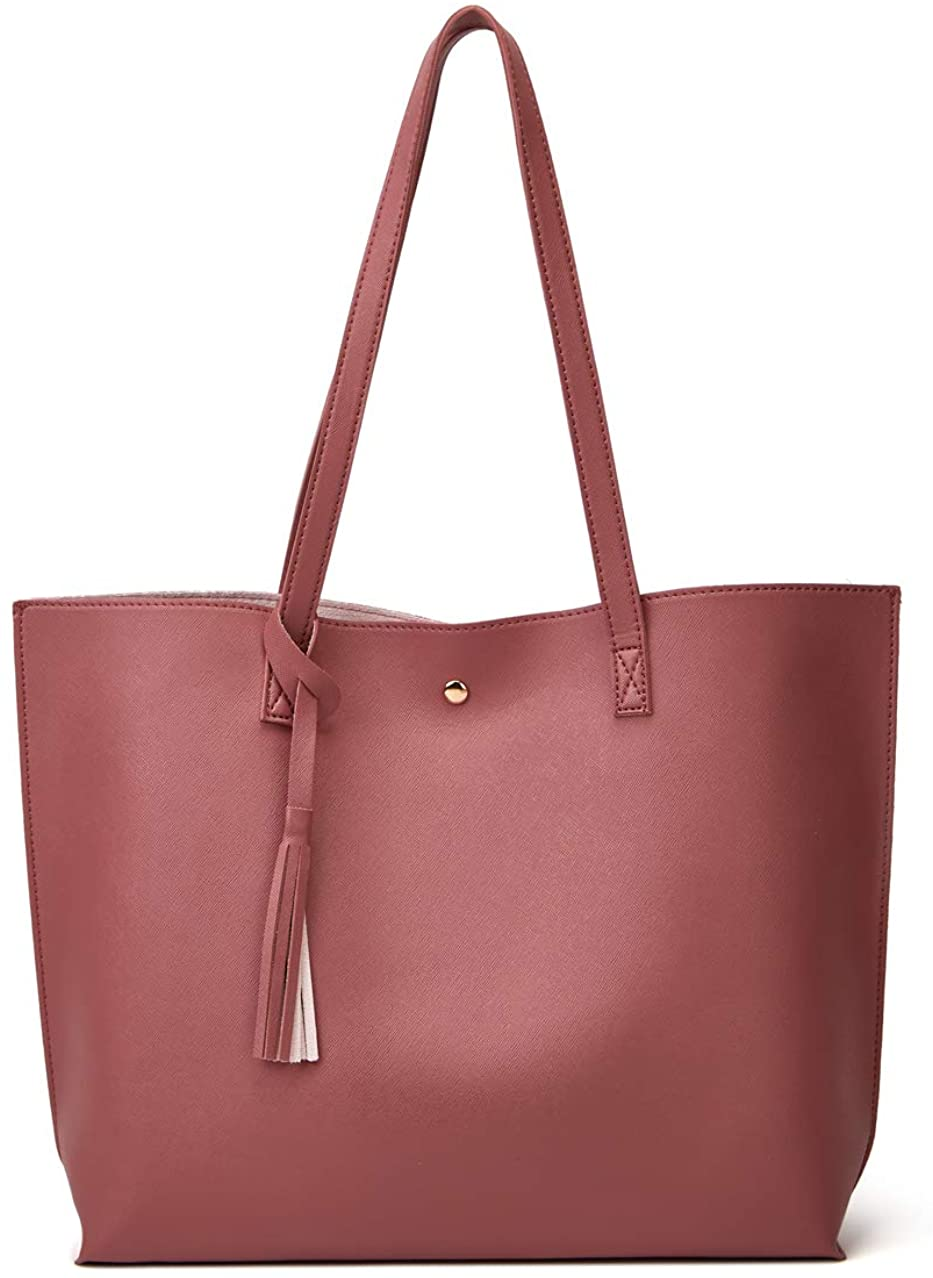 Women S Soft Faux Leather Tote Shoulder Bag from Dreubea, Big Capacity Tassel Handbag