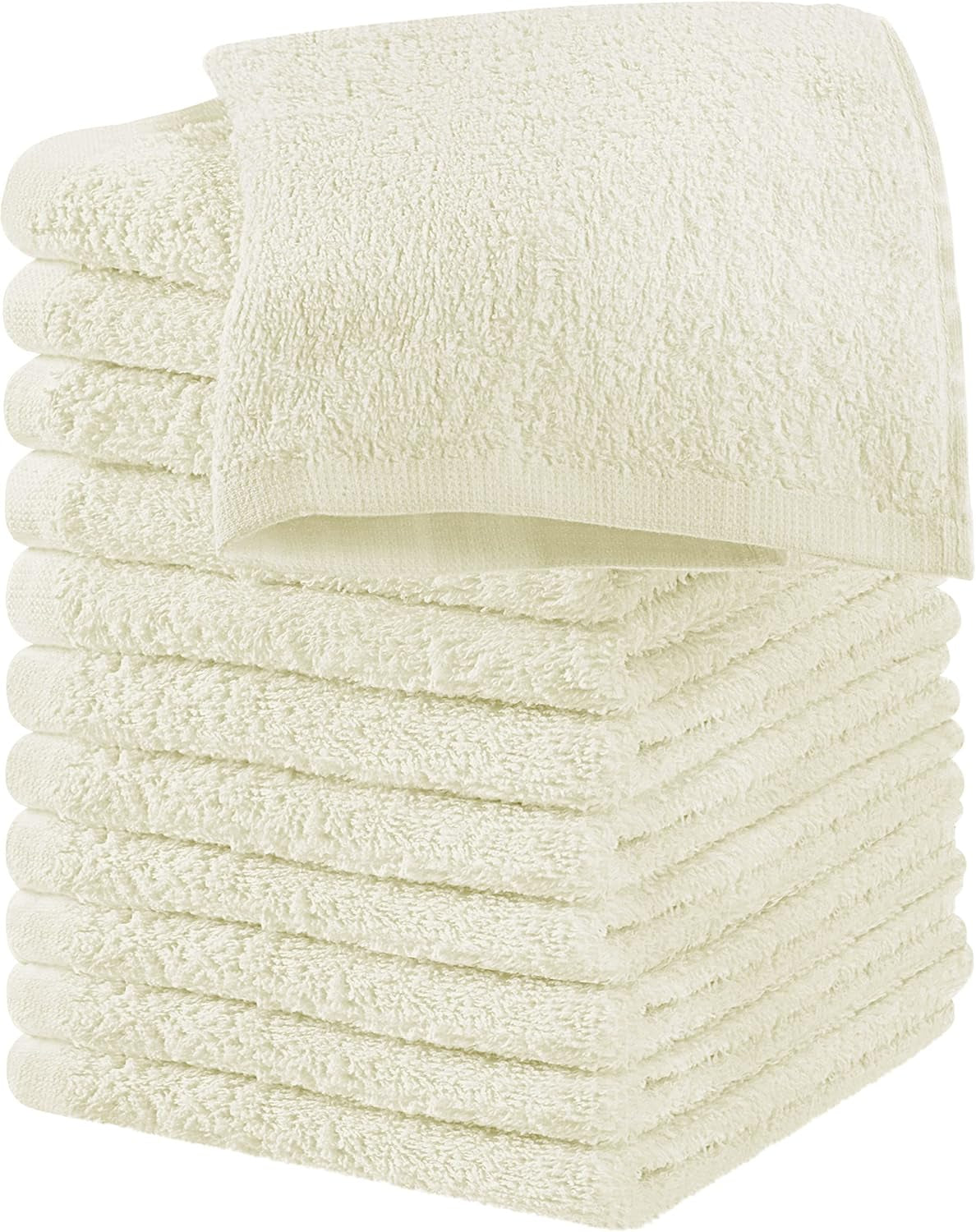 12 Pack Cotton Washcloths Set - 100% Ring Spun Cotton, Premium Quality Flannel Face Cloths