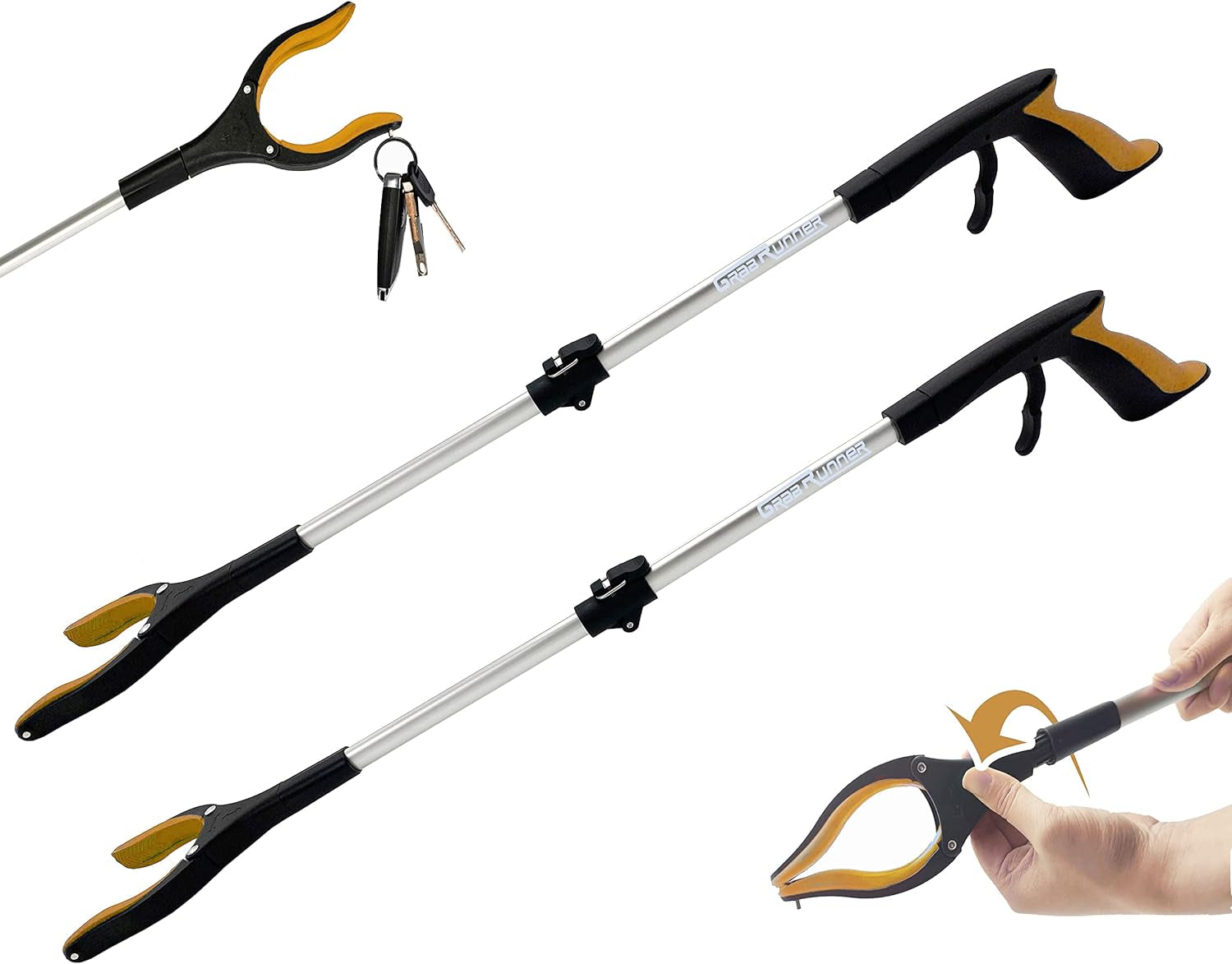 2 Pack 32" Grabber Tool with Strong Magnets and Swivel Head