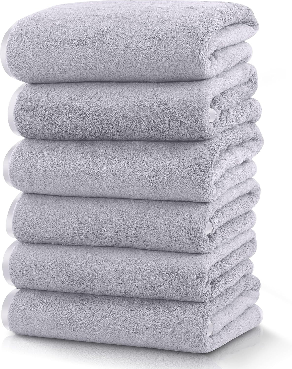 6 Pack Ultra Soft Microfiber Towel Set- 2 Bath Towels, 2 Hand Towels, 2 Washcloths