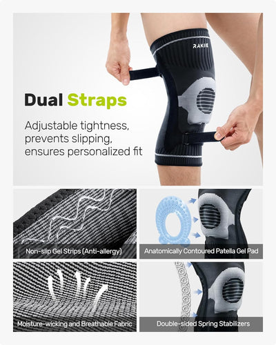 Knee Compression Sleeve with Patella Gel Pad and Side Stabilizers