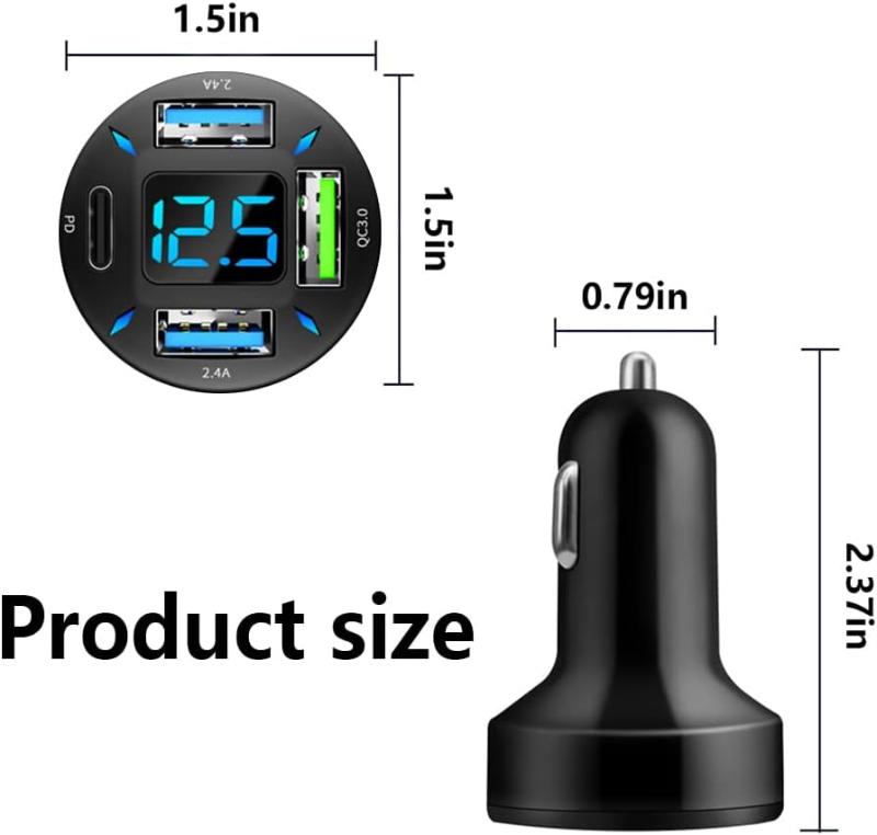 66W Super Fast Charger For Phones & Devices with USB PD&QC 3.0(Voltmeter&LED Lights)