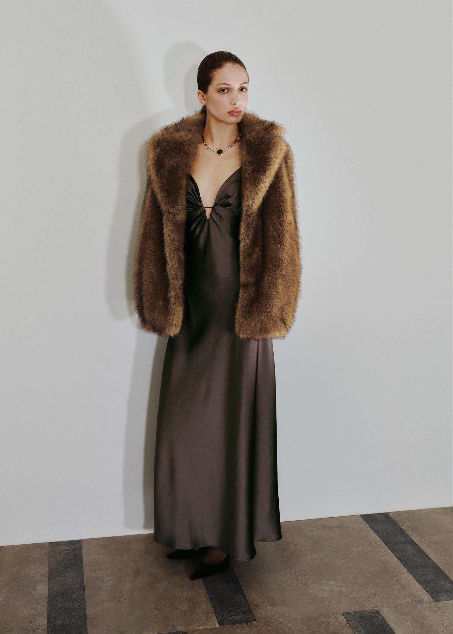 MANGO Faux Fur Effect Coat with Lapels – Timeless Elegance Large