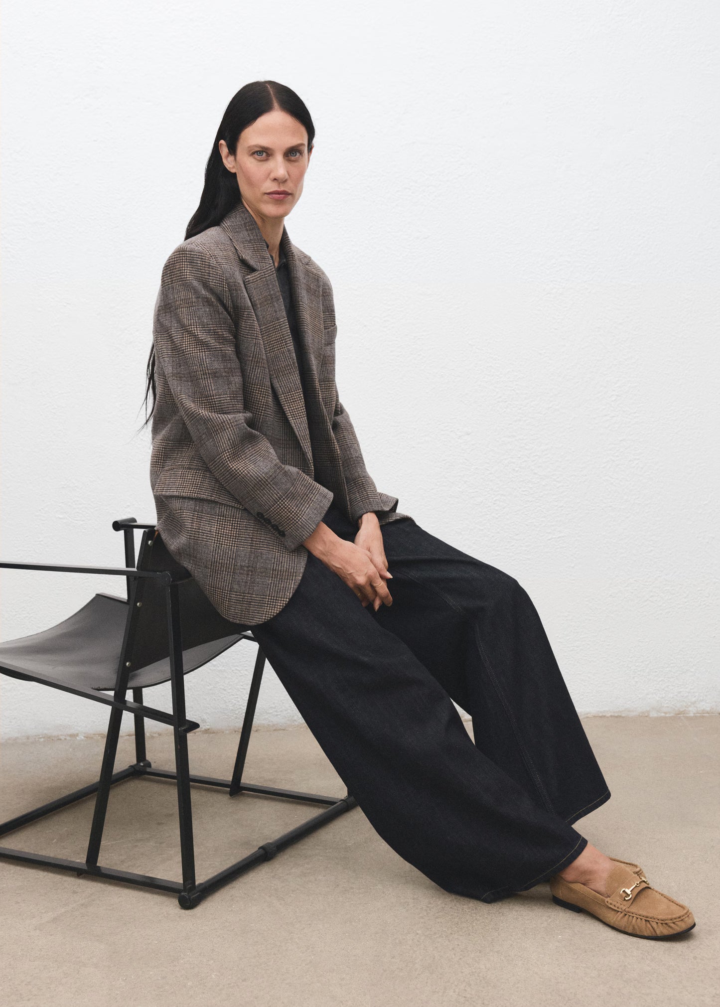 MANGO wool check blazer - Size Large