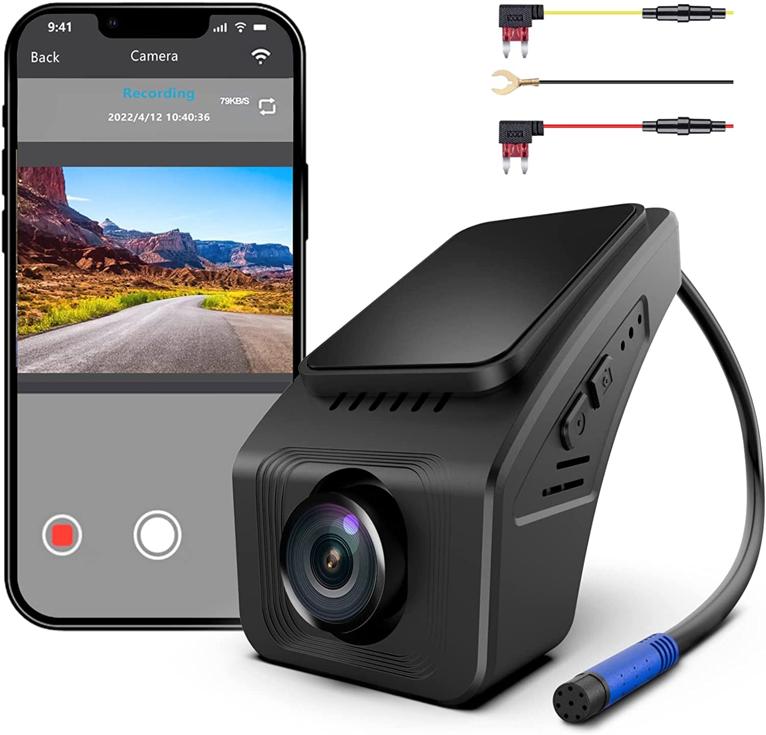 Car Dash Cam Front 1080P FHD WiFi Dash Camera for Cars,Screenless Dashboard Camera Recorder with Super Night Vision, 155° Wide Angle, HDR, Loop Recording, G-Sensor, Time-Lapse, Parking Mode