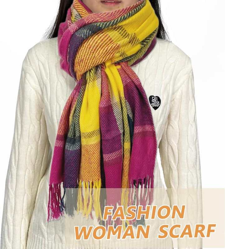 Plaid Winter Scarf for Women, Cashmere Feel Blanket Shawl and Wrap