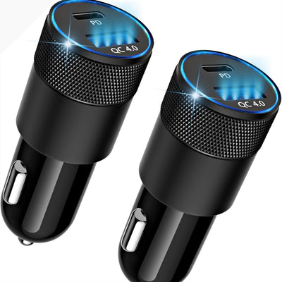 48W Dual-Port USB-C Car Charger with Fast Charging and LED for Phones & Devices