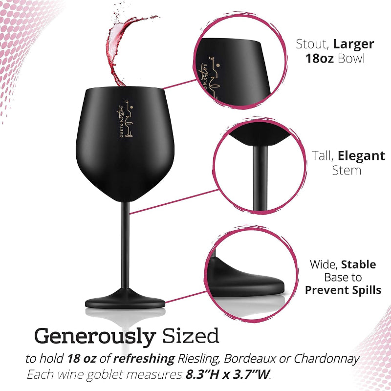 18oz Stainless Steel Unbreakable Wine Glass for Travel, Camping, and Outdoor Events