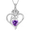 925 Sterling Silver Birthstone Necklace, Rose Flower Heart Pendant Jewelry