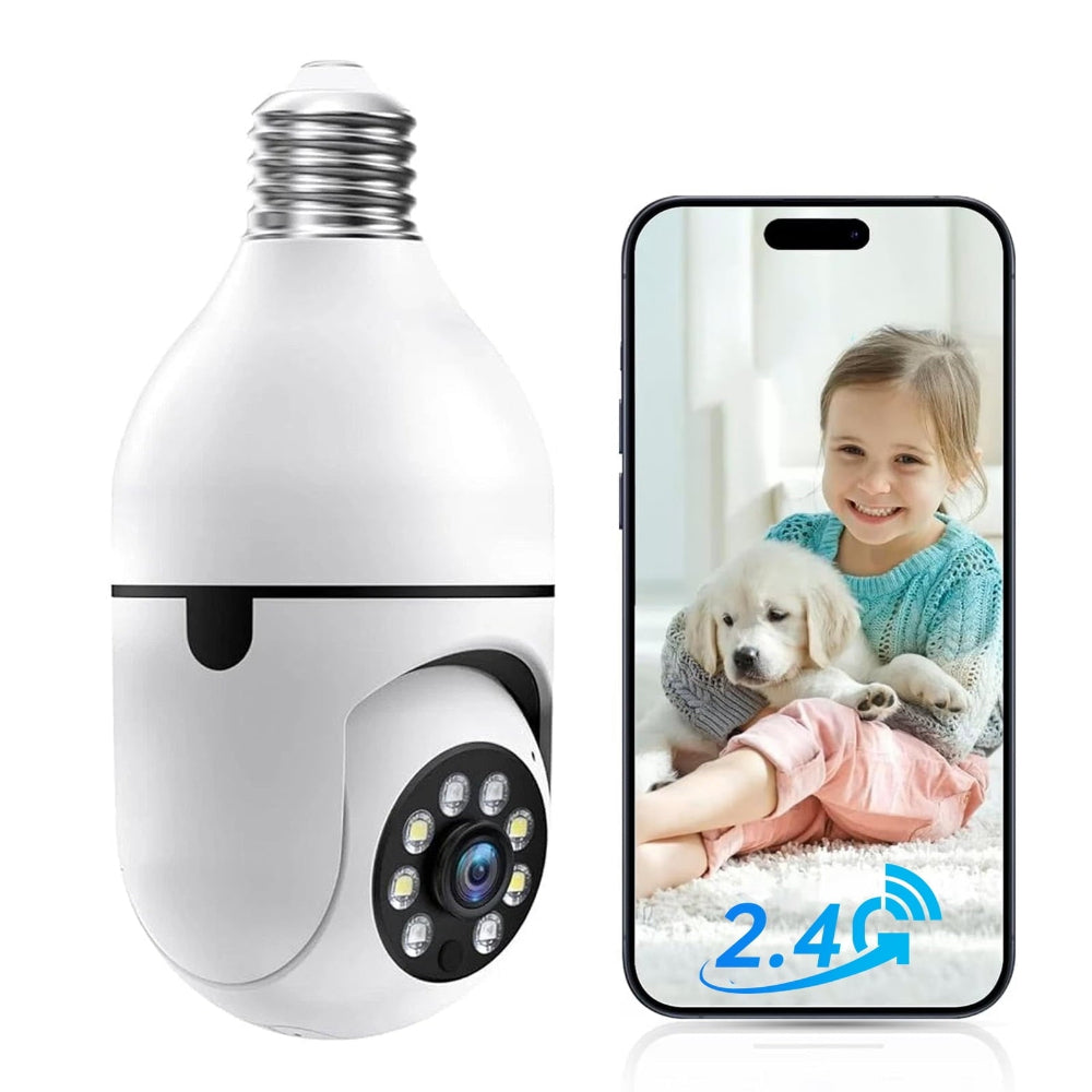 Light Bulb Security Camera – 1080p 360° WiFi Camera with Color Night V ...