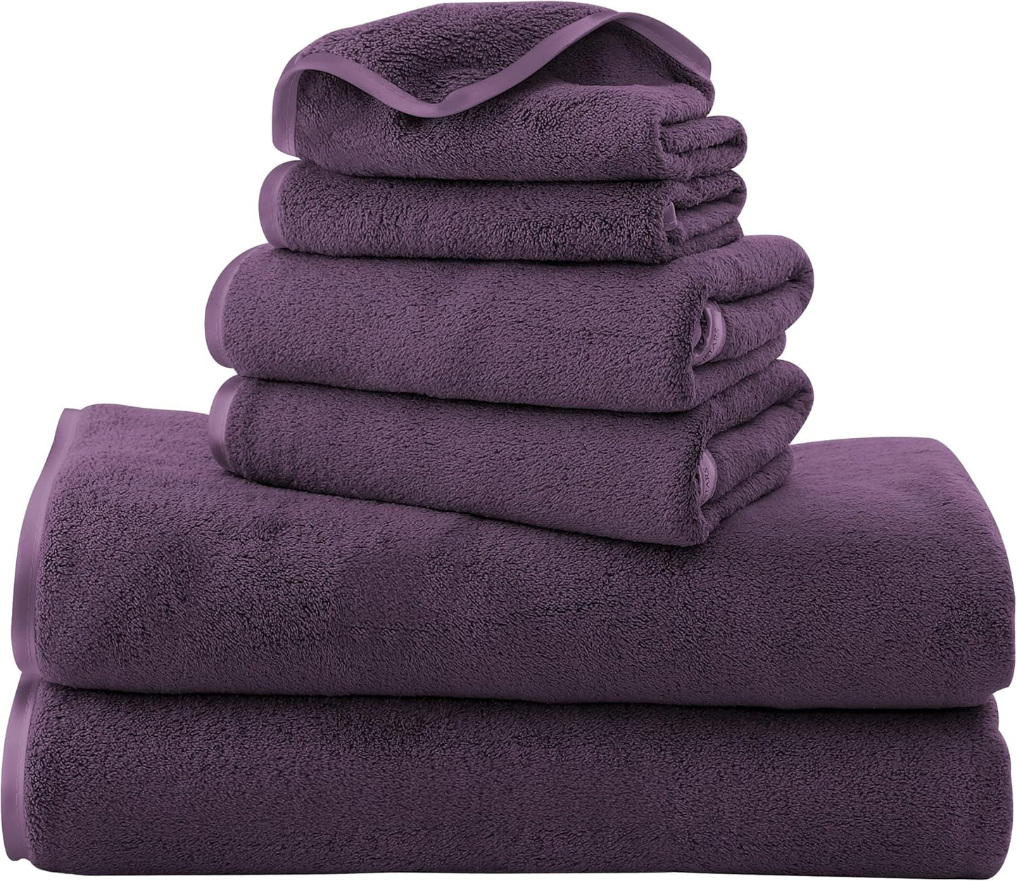 6 Pack Ultra Soft Microfiber Towel Set- 2 Bath Towels, 2 Hand Towels, 2 Washcloths