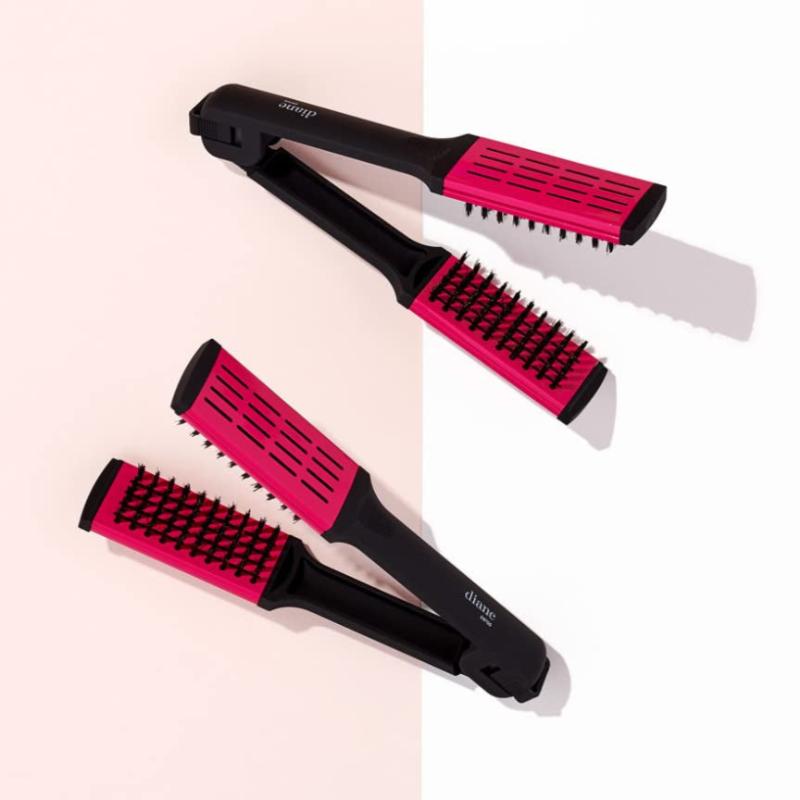 Double Sided Ceramic Straightening Brush with Nylon Bristles for Smoothing and Styling