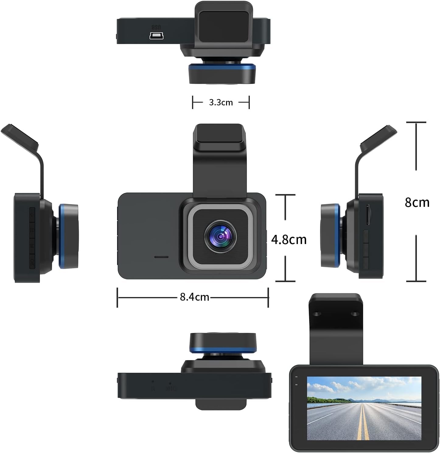 Dash Cam Front and Rear, 1080P FHD Dash Camera, 3’’IPS Screen with 170°+140° Wide Angle, G-Sensor, Loop Recording, WDR, Night Vision, 24H Parking Monitor, Motion Detection