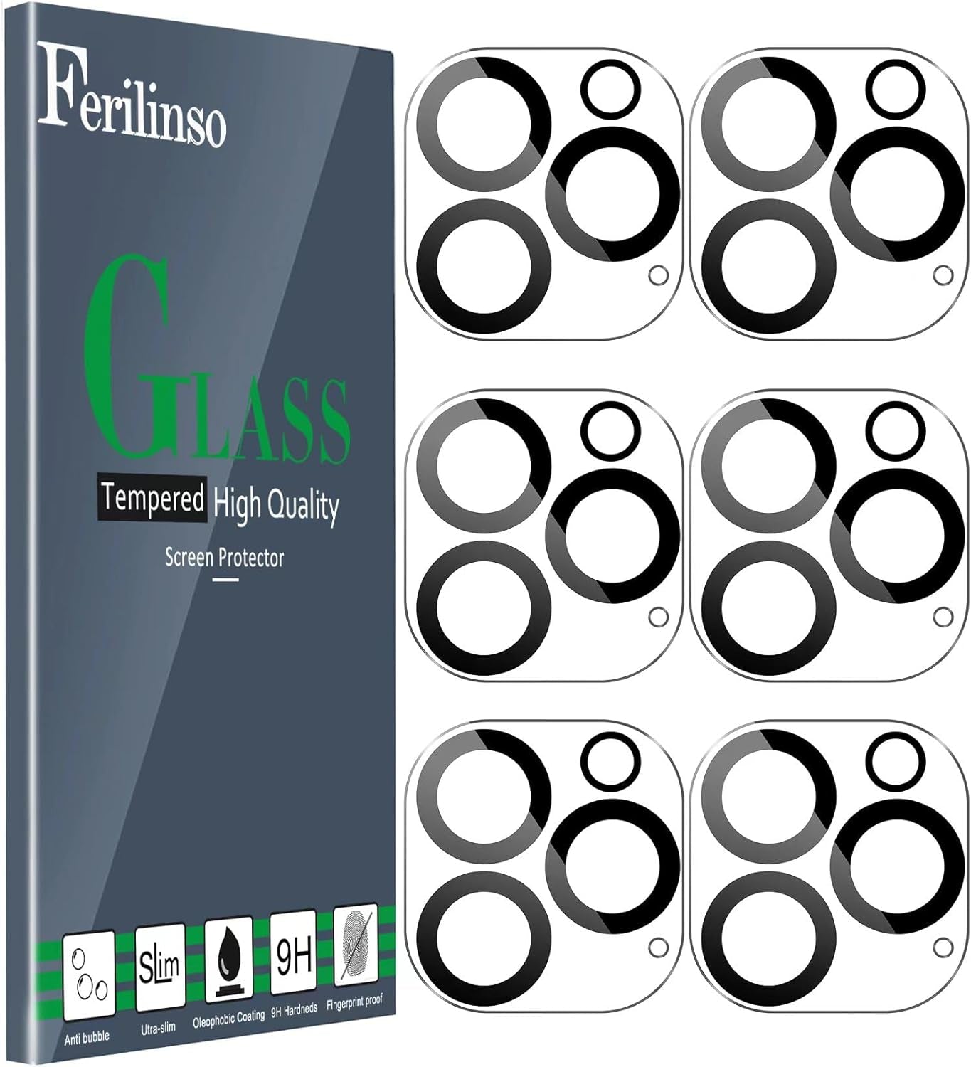 6-Pack Camera Lens Protector for iPhone 16 Pro/Pro Max, Case-Friendly Glass