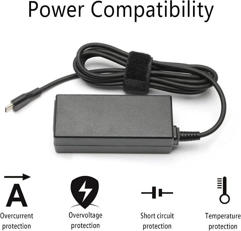 Universal 45 W-65W USB-C Laptop Charger or HP, Lenovo, Dell, Acer, Asus, Samsung