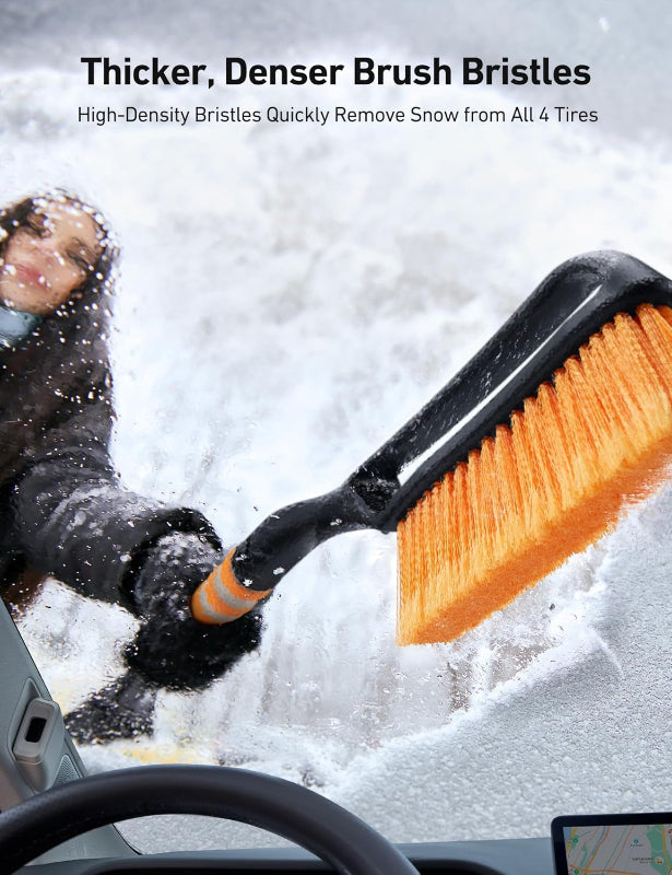 27" Detachable Snow Brush and Ice Scraper with Ergonomic Foam Grip for Cars and SUVs