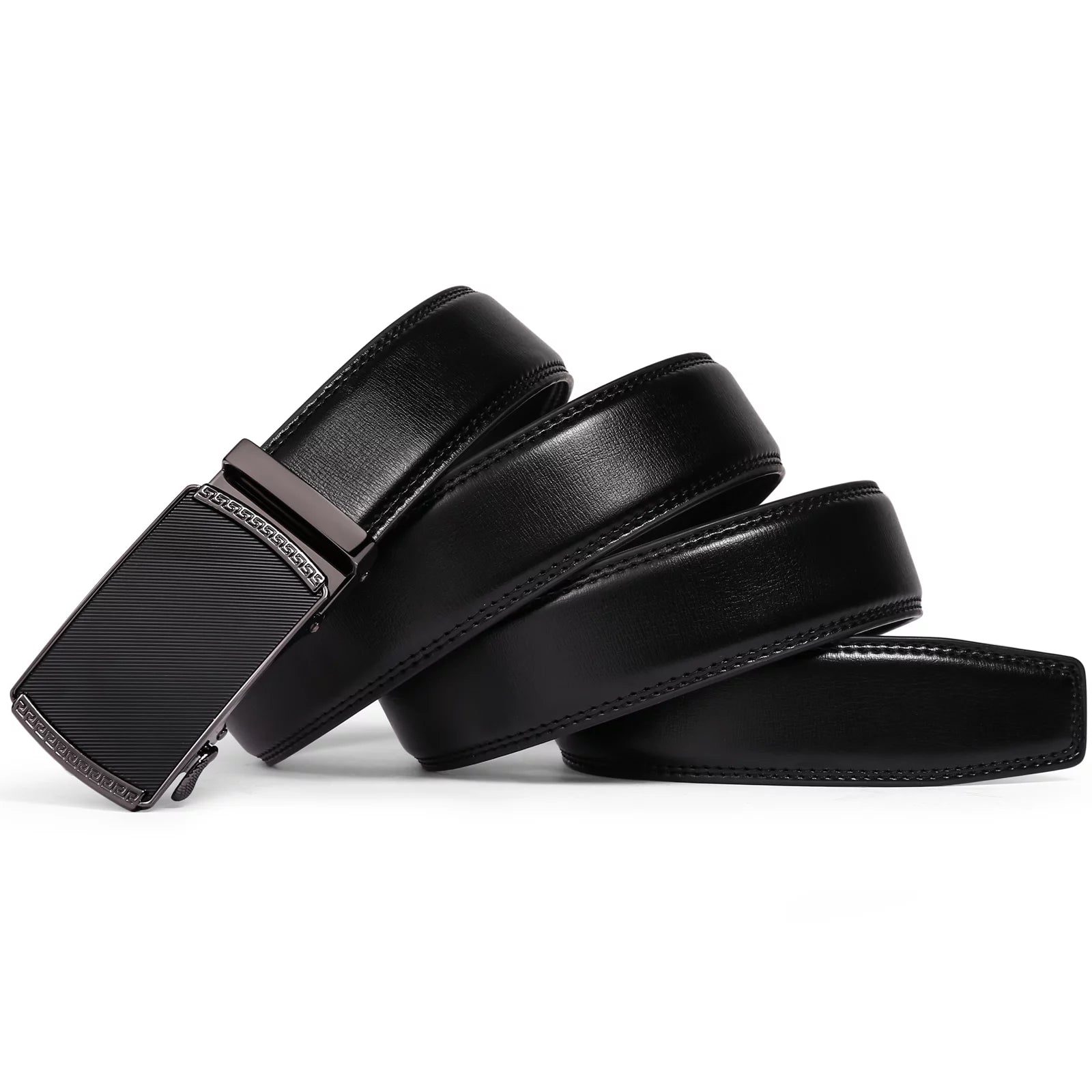 Men's Leather Belt  - Automatic Ratchet Buckle Slide Belt-Trim to Fit with Gift Box