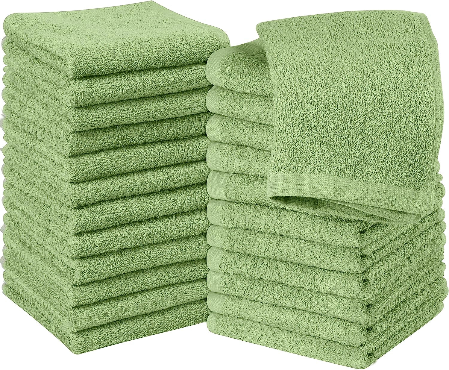 12 Pack Cotton Washcloths Set - 100% Ring Spun Cotton, Premium Quality Flannel Face Cloths