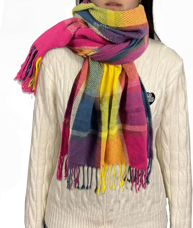 Plaid Winter Scarf for Women, Cashmere Feel Blanket Shawl and Wrap