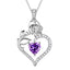 925 Sterling Silver Birthstone Necklace, Rose Flower Heart Pendant Jewelry