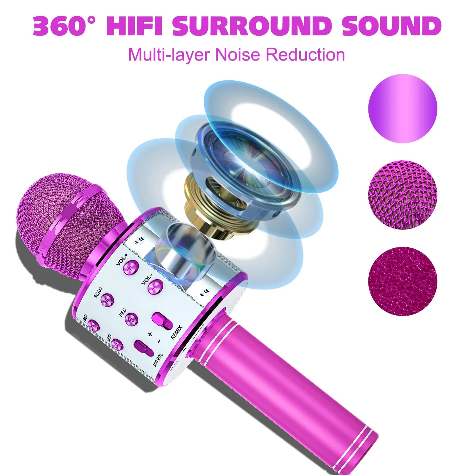 2 Pack Kids Karaoke Microphones, Portable, Wireless & Bluetooth