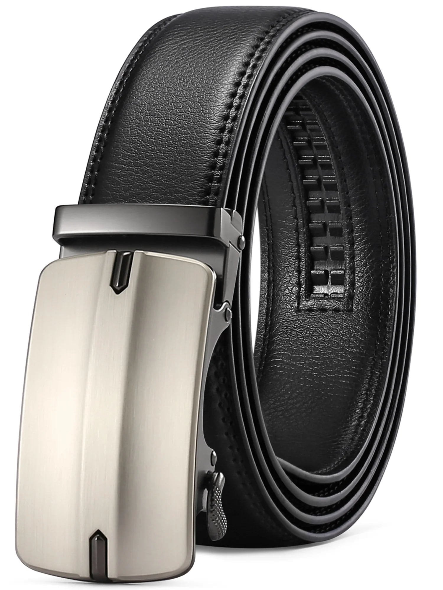 Men's Leather Belt  - Automatic Ratchet Buckle Slide Belt-Trim to Fit with Gift Box