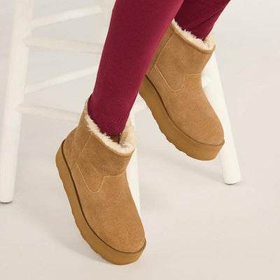 Women's Genuine Suede Platform Cozy Boots, Sizes 6-11