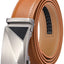 Men's Leather Belt with Automatic Ratchet Buckle Slide - Trim to Fit