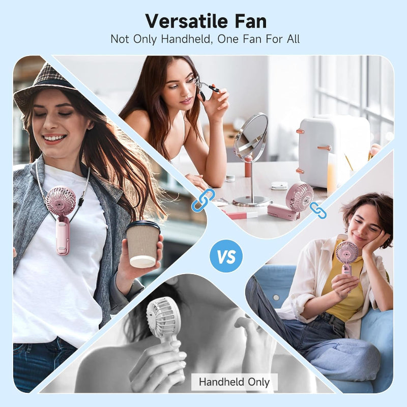 Portable Handheld Fan with Dual Motor, 4 Speeds, Foldable and Battery Operated