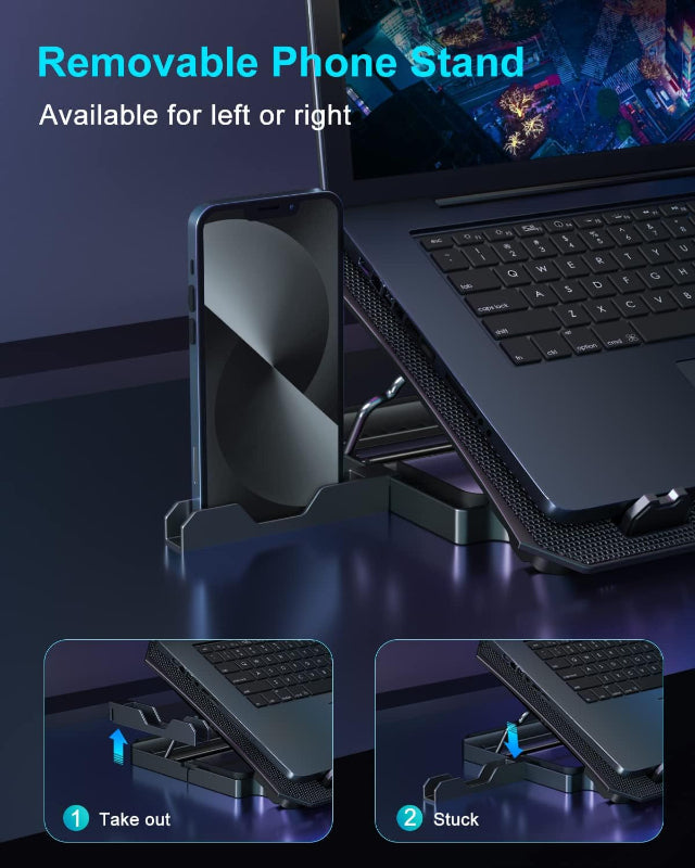 Laptop Cooling Pad with 2 Fans, 5 Height Stands, and 2 USB Ports for 10-15.6" Laptops