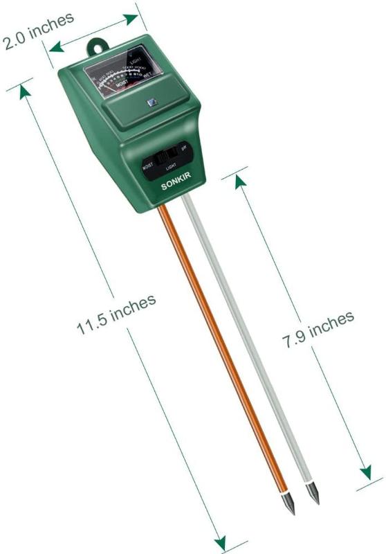 3-in-1 Soil Moisture/Light/pH Tester Gardening Tool - Soil pH Meter, MS02 