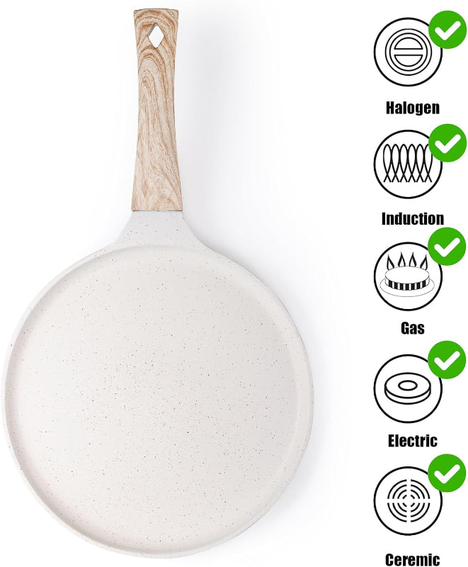 10-Inch Nonstick Crepe Pan with Spreader, Detachable Handle, Induction Compatible