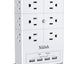 Multi Plug Surge Protection Outlet, 12 Electrical Outlet Extender 3 Sided with 4 USB Charging Ports