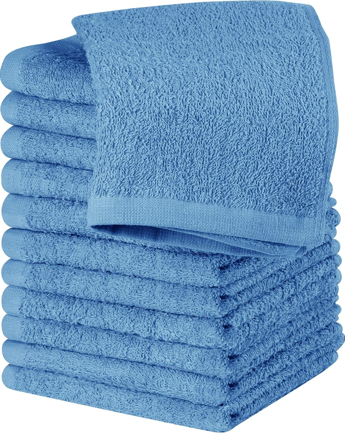 12 Pack Cotton Washcloths Set - 100% Ring Spun Cotton, Premium Quality Flannel Face Cloths