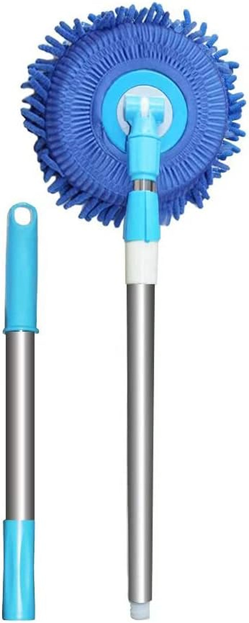 360 Rotating Bucket Spin Mop - Adjustable Long Handle with 2 Microfiber Chenille Scratch-Free Replacement Heads