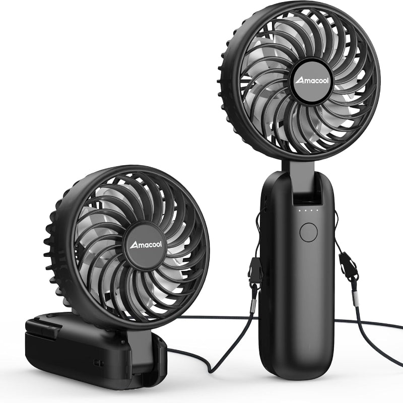 Portable Handheld Fan with Dual Motor, 4 Speeds, Foldable and Battery Operated