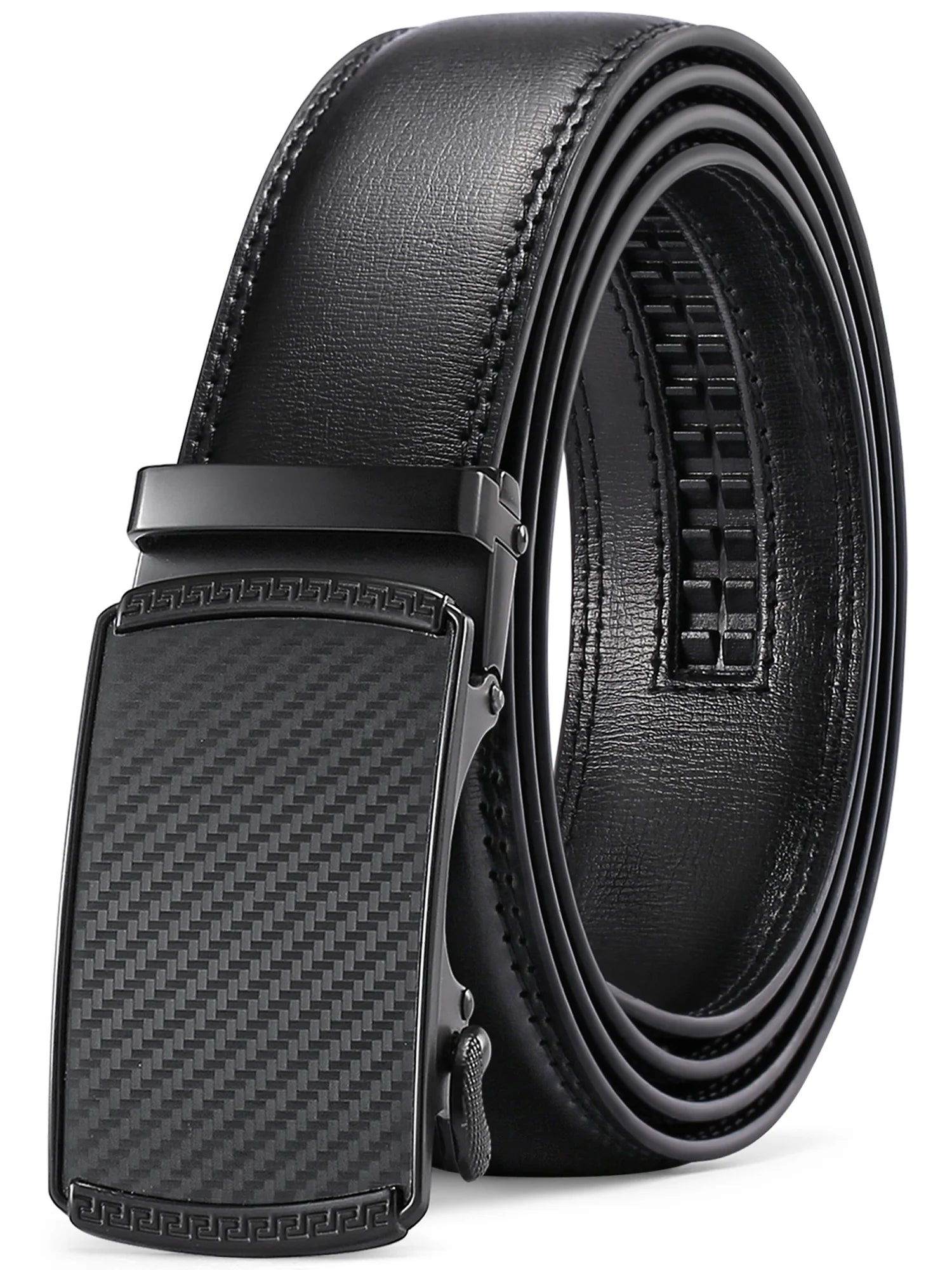 Men's Leather Belt  - Automatic Ratchet Buckle Slide Belt-Trim to Fit with Gift Box