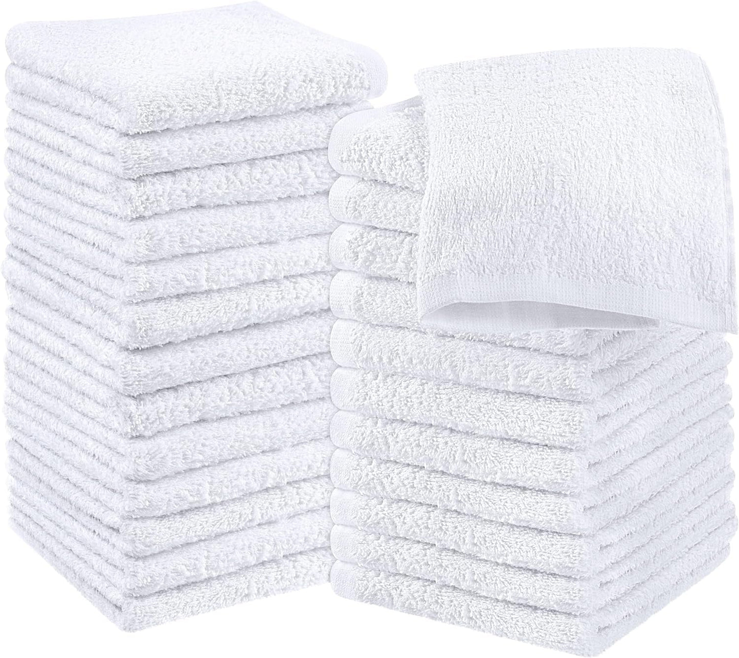 12 Pack Cotton Washcloths Set - 100% Ring Spun Cotton, Premium Quality Flannel Face Cloths