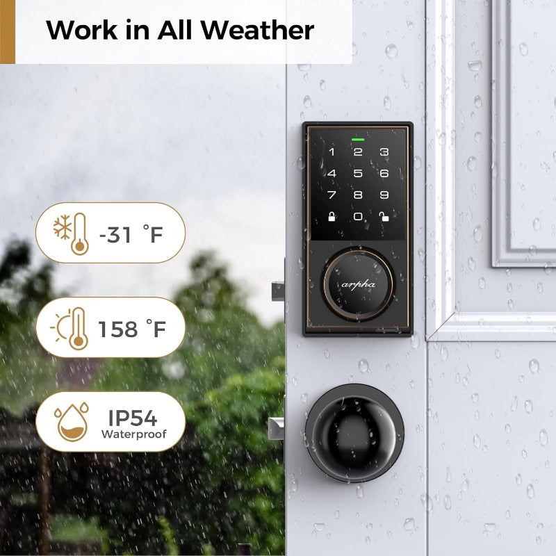 Keyless Entry Door Lock with Touchscreen Keypad and 50 Code Capacity