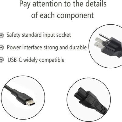 Universal 45 W-65W USB-C Laptop Charger or HP, Lenovo, Dell, Acer, Asus, Samsung