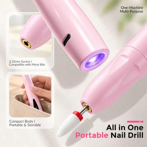 2-in-1 Portable Cordless Electric Nail Drill Kit for Beginners