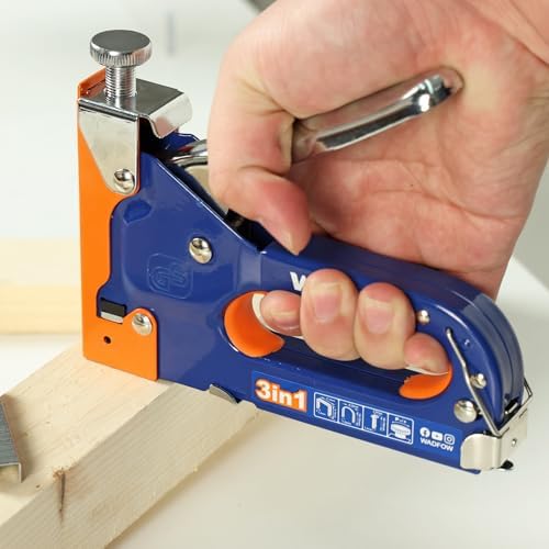 3-in-1 Heavy-Duty Staple Gun with 3,000 Staples, Adjustable Power and Manual Brad Nailer
