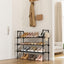 3-Tier Stackable Shoe Rack Organizer with 5 Hooks for Closet, Entryway and Garage
