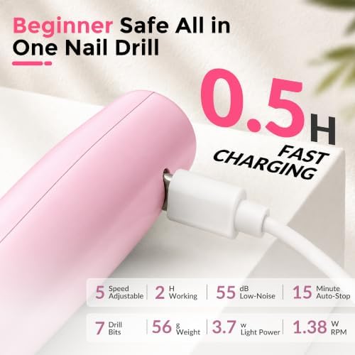 2-in-1 Portable Cordless Electric Nail Drill Kit for Beginners