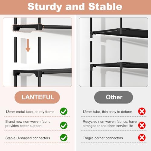 3-Tier Stackable Shoe Rack Organizer with 5 Hooks for Closet, Entryway and Garage